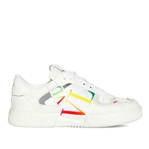 발렌*노 VLTN 멀티로고 스트랩 밴드 레더 스니커즈