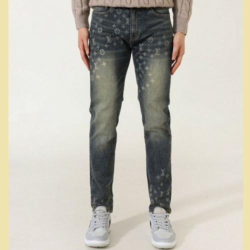 LOUIS VUITTON 포켓 모노그램 프린팅 워싱 데님팬츠