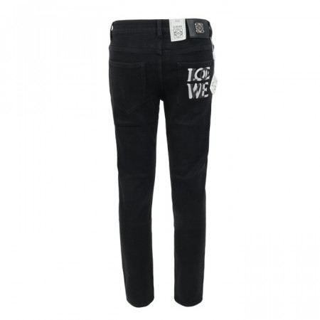 LOE*E   24FW 이중 자수로고 블랙 슬림 일자진