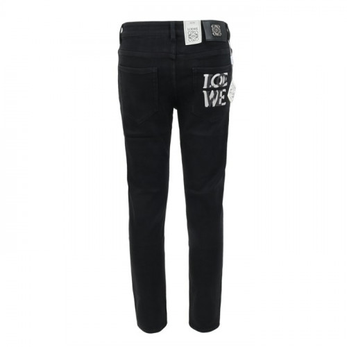 LOE*E   24FW 이중 자수로고 블랙 슬림 일자진