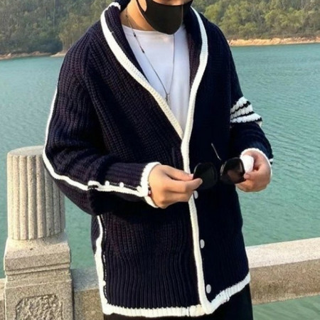 톰브*운   4선 카라 니트가디건