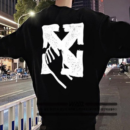 OFF-WHI*E   핸드포인트 백로고 밍크양기모 티셔츠