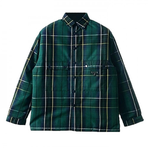 PRADA 플레이드 체크 패디드 셔츠자켓