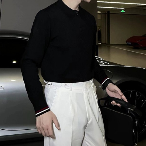 톰브*운   24FW 웨이스트 라이닝 하프집업 울 카라니트