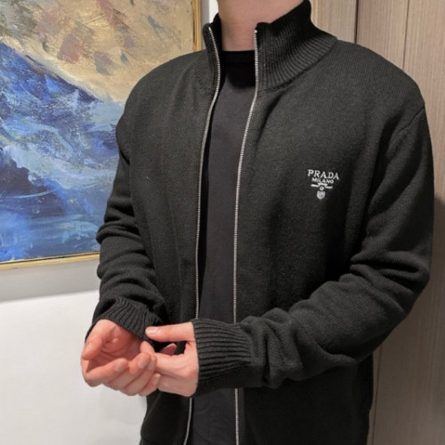 PRA*A   밀라노 자수 로고 니트 집업