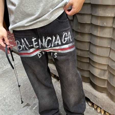 발렌시*가   페인팅 로고 데님