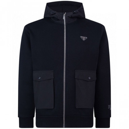 PRA*A   리나일론 배색 코튼 후드집업