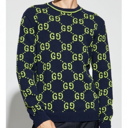 GUC*I   GG 코튼 자가드 크루넥 스웨터