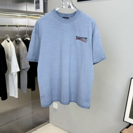 발렌시*가   웨이브 자수 워싱 티셔츠