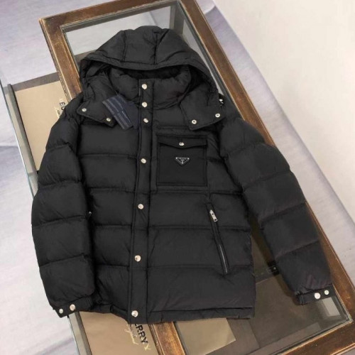 24fw 최고급 PRA*A   포켓 삼각로고 오리털 후드 패딩