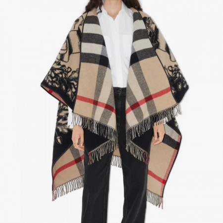 버*리   양면 RKD 울 캐시미어 판쵸