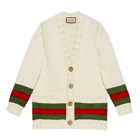 GUCCI  V넥 웹 디테일 가디건