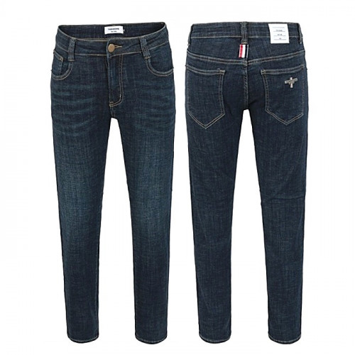 THOMBROWNE 진청워싱 히든밴딩 슬림 일자팬츠