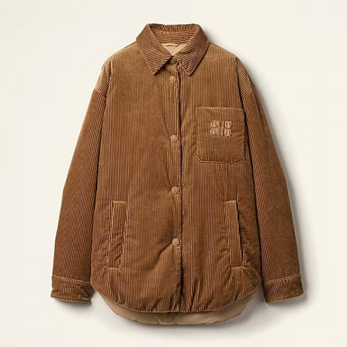 미우 MIUMIU 중량 코듀로이 다운 재킷