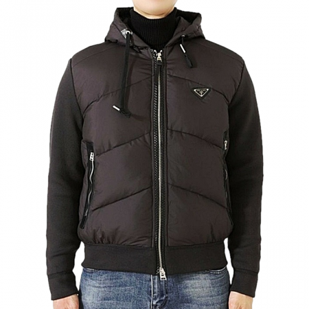 PRADA 리나일론 후드 다운 패딩