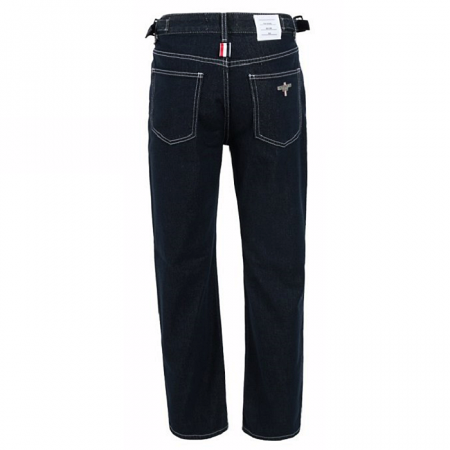 THOM BROWNE 진청 논페이드 미디엄 와이드 팬츠