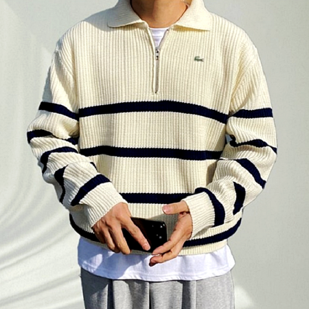 라코스테 LACOSTE 카라 하찌 반집업 니트