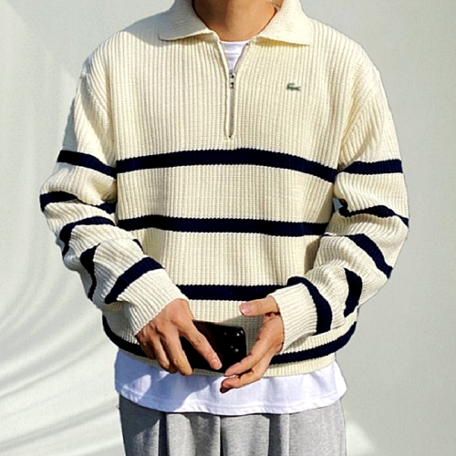 라코스테 LACOSTE 카라 하찌 반집업 니트