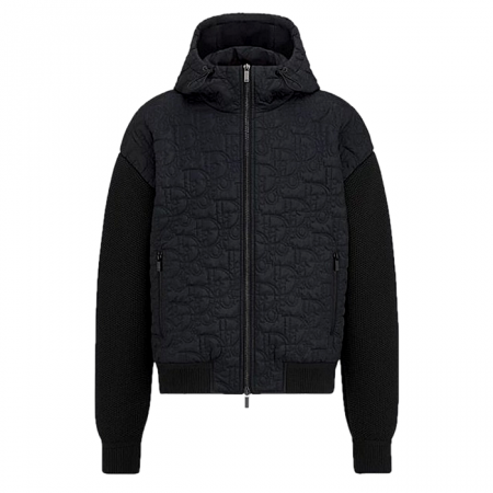 DIOR 퀼티드 오블리크 니티드 후디집업