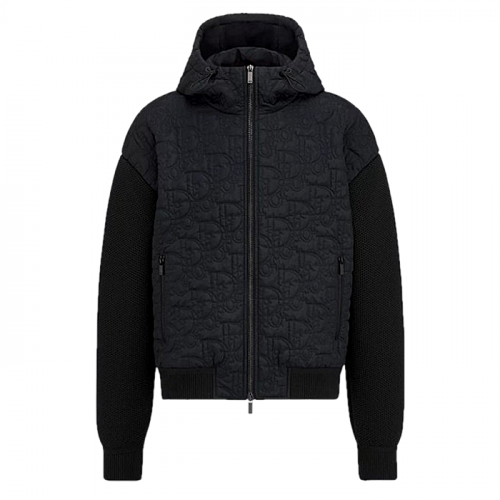 DIOR 퀼티드 오블리크 니티드 후디집업