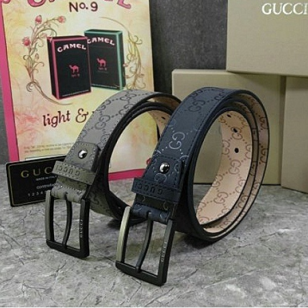 GUCCI 로고 언발 버클 통가죽 belt