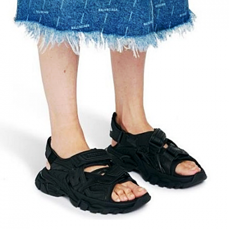 발렌시아가 샌들 트랙 - 블랙