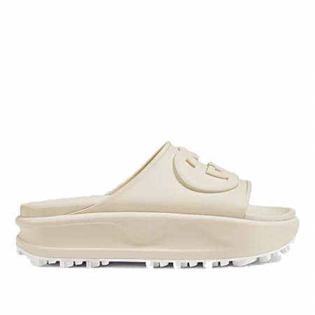 GUCCI 인터로킹 G 슬라이드 샌들 오프화이트