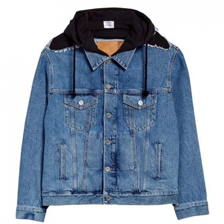 베트멍 후드 믹스 데님 자켓