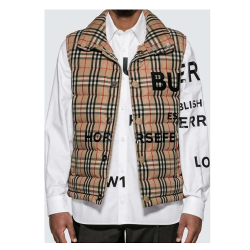 Burberry 빈티지 체크 리사이클 구스다운 패딩 조끼