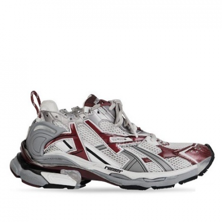 BALENCIAGA 메쉬 앤 나일론 러너 스니커즈 - 다크레드