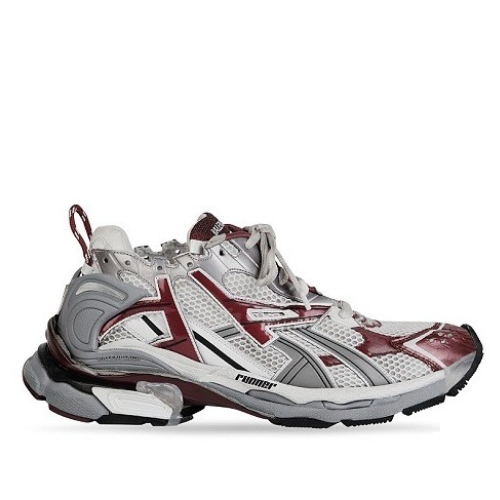 BALENCIAGA 메쉬 앤 나일론 러너 스니커즈 - 다크레드