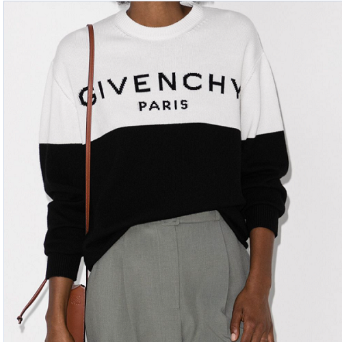 지*시 투톤 크루넥 스웨터