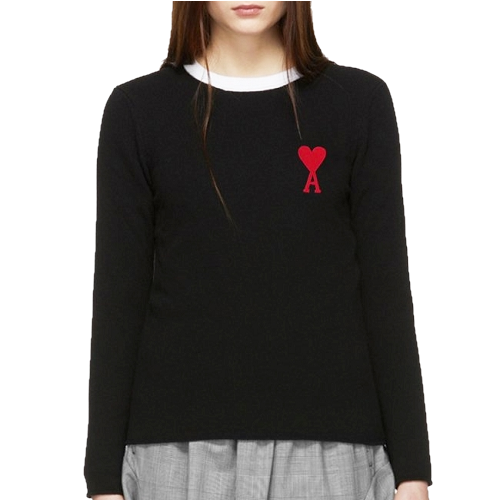 AMI 체인 하트로고 크루넥 니트 (여성)