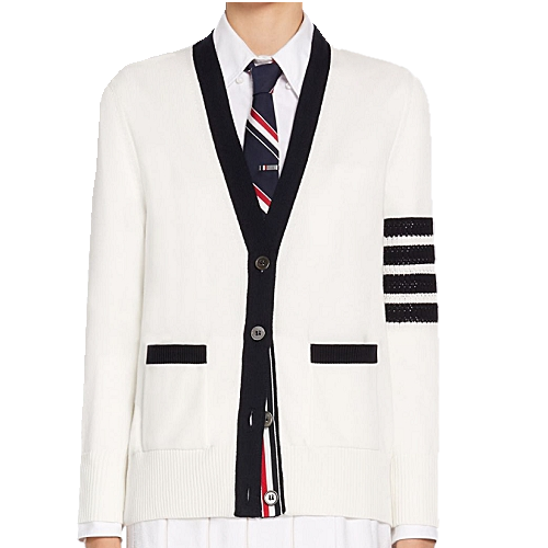 톰브라운 헥터 다이애그널 스트라이프 4-바 클래식 가디건 - 화이트