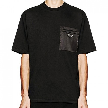 PRADA 나일론 포켓 코튼 티셔츠
