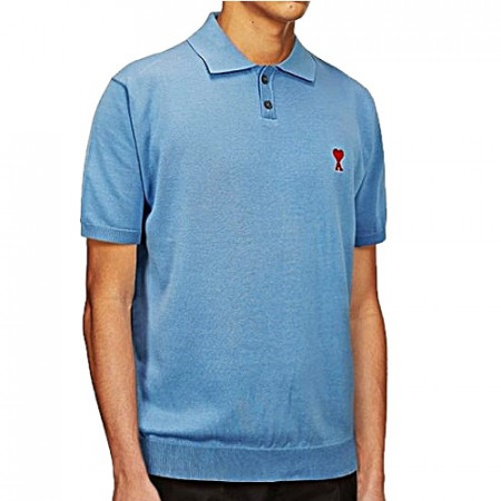 아* AMI 드 꾀흐 체인자수 카라 숏슬리브 니트