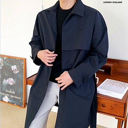 버*리 BURBERRY 히든버튼 하프 트렌치 코트