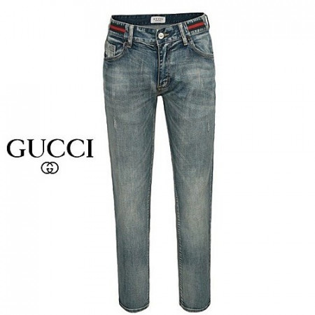 구찌 GUCCI 삼선 패치 워싱 슬림진