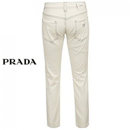 프*다 PRADA 화이트로고 스티치 화이트 슬림진