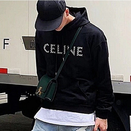 셀린느 CELINE 스터디드 체크 로고 후드