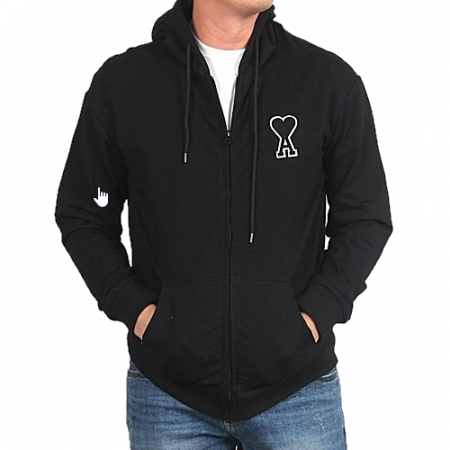 AMI 하트 패치 풀집 후드자켓