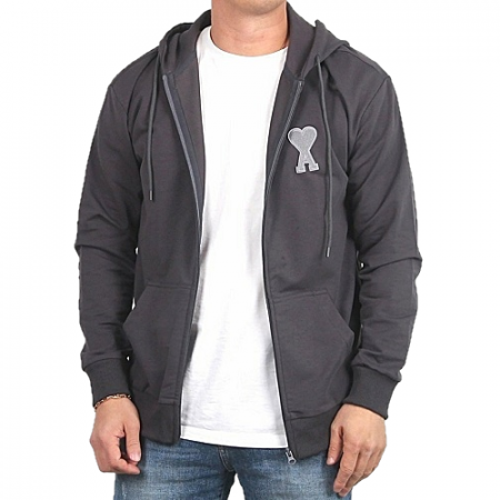 AMI 하트 패치 풀집 후드자켓