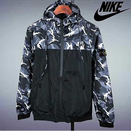 NIKE x STONE ISLAND 콜라보 카모 배색 바람막이