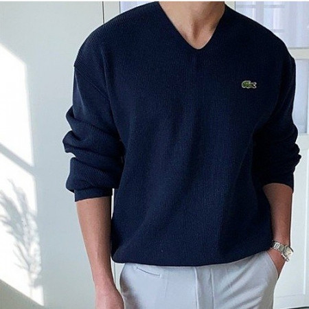 라코스테 LACOSTE 커넥트 브이넥 니트