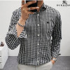 버*리 BURBERRY 엠브로이드 스퀘어 체크셔츠