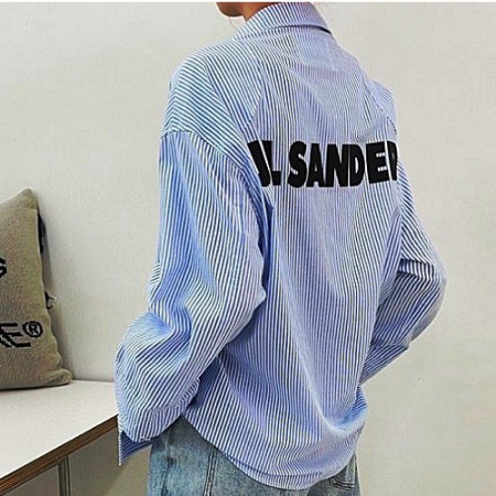 질*더 JIL SANDER 러버로고 스트라이프 셔츠