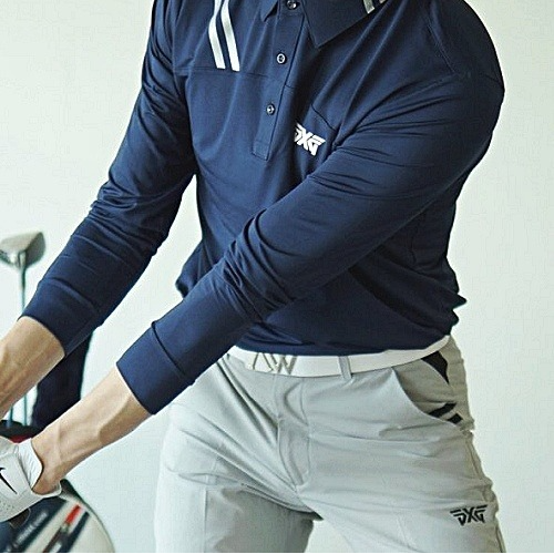 (국내배송) P*G GOLF 헤어라인 로고 카라 티셔츠