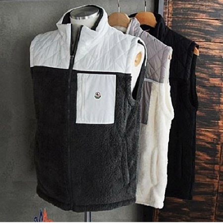 몽클*어 삼선시그니처 양털배색조끼