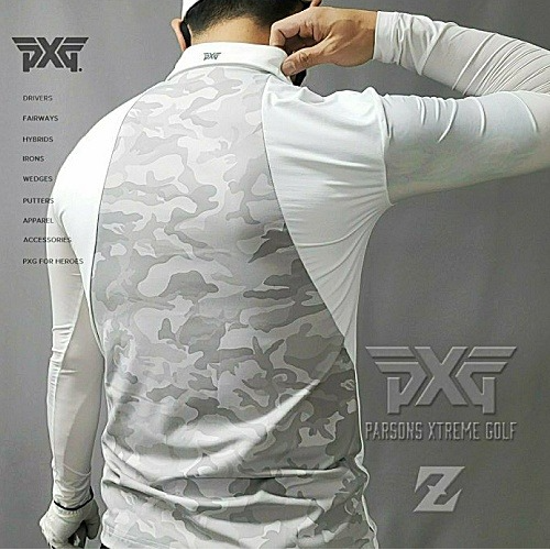 (국내배송) P*G GOLF 기능성 카모 소매이너 카라 티셔츠