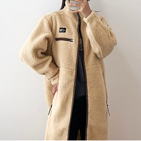 THE NORTH 노스페이스 심플 로고 양털 롱패딩